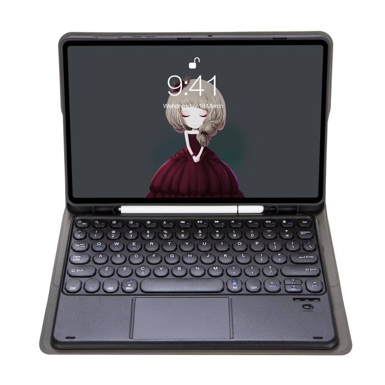 YA098B-A Detachable Lambskin Texture Round Keycap Bluetooth Keyboard Leather Case with Touch Control & Pen Slot & Stand, For iPad Air 5 / 4 10.9 inch 2020 / Pro 11 inch 2020 / 2018, For iPad 10.2 (2020) & (2019) / Air 3 10.5 inch / Pro 10.5 inch�������...