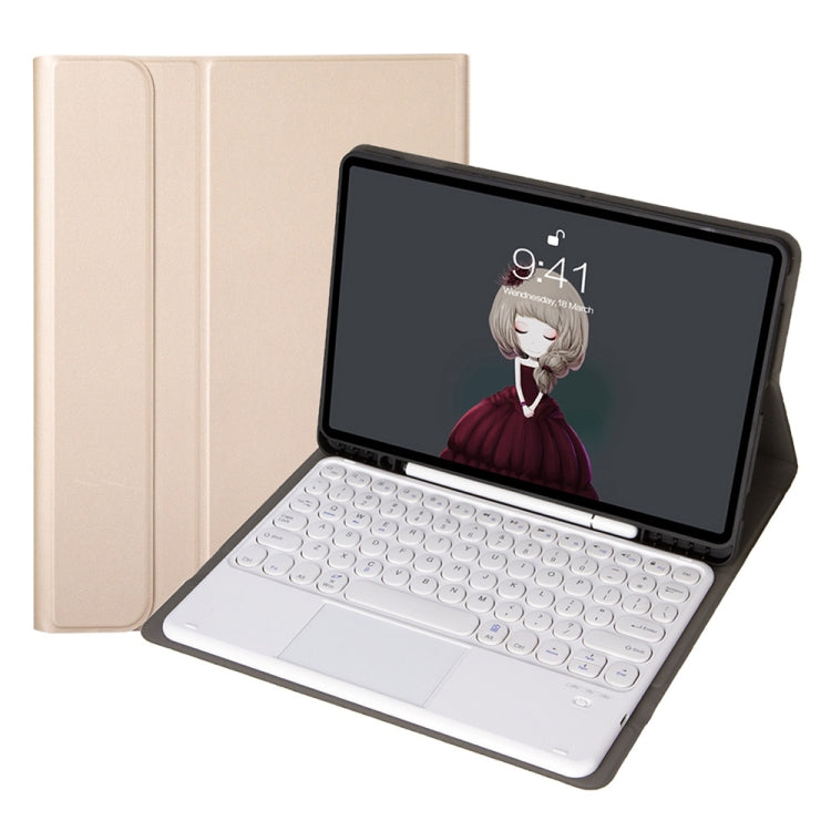 YA098B-A Detachable Lambskin Texture Round Keycap Bluetooth Keyboard Leather Case with Touch Control & Pen Slot & Stand, For iPad Air 5 / 4 10.9 inch 2020 / Pro 11 inch 2020 / 2018, For iPad 10.2 (2020) & (2019) / Air 3 10.5 inch / Pro 10.5 inch�������...