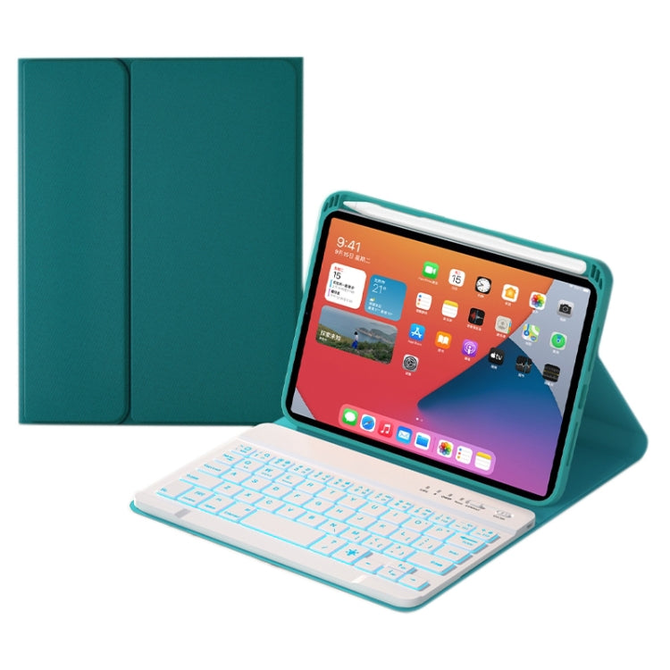 HK006D Square Keys Detachable Bluetooth Keyboard Leather Case with White Backlight & Holder for iPad mini 6