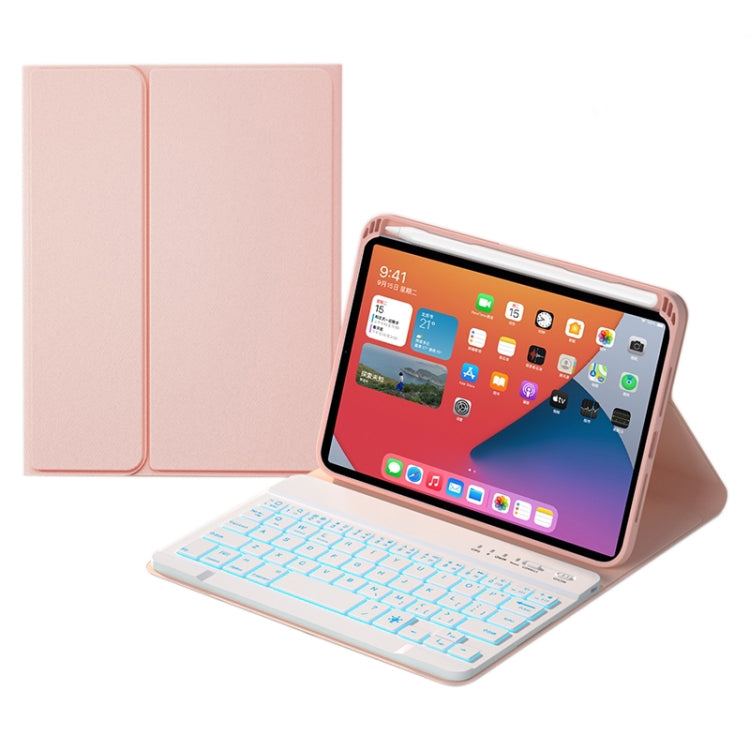 HK006D Square Keys Detachable Bluetooth Keyboard Leather Case with White Backlight & Holder for iPad mini 6