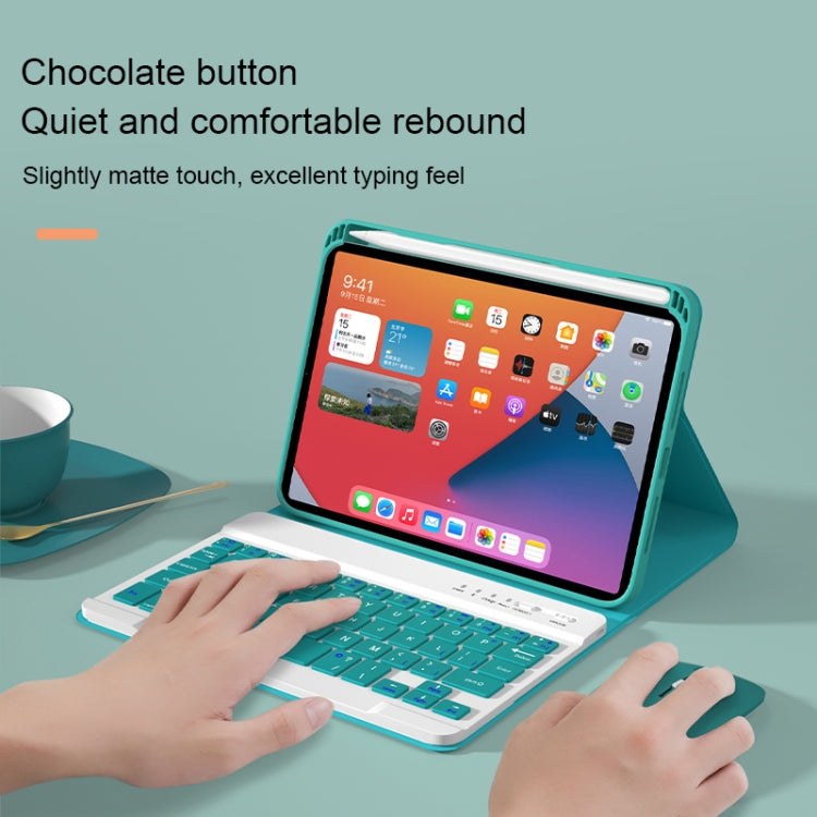 HK006D Square Keys Detachable Bluetooth Keyboard Leather Case with White Backlight & Holder for iPad mini 6