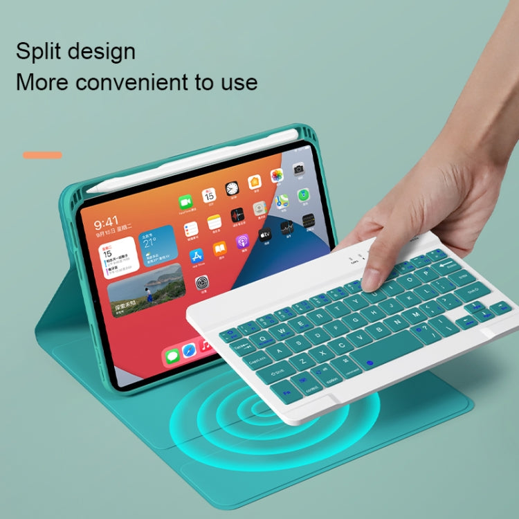 HK006D Square Keys Detachable Bluetooth Keyboard Leather Case with White Backlight & Holder for iPad mini 6