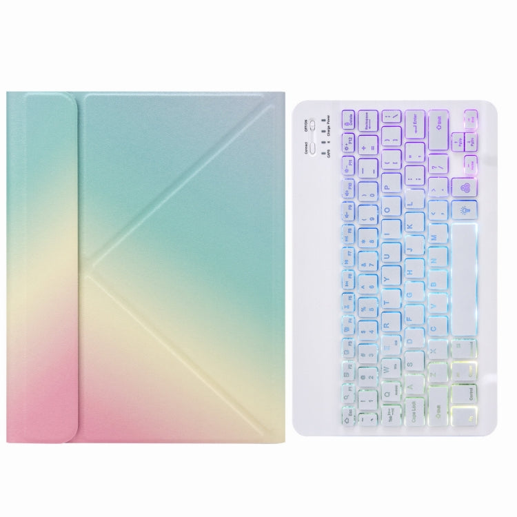 H-102S3 Tri-color Backlight Bluetooth Keyboard Leather Case with Rear Three-fold Holder