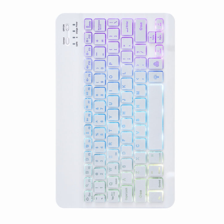 H-102S3 Tri-color Backlight Bluetooth Keyboard Leather Case with Rear Three-fold Holder