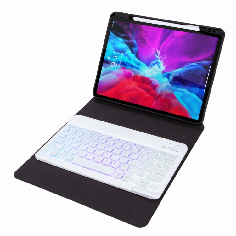 H-102S3 Tri-color Backlight Bluetooth Keyboard Leather Case with Rear Three-fold Holder