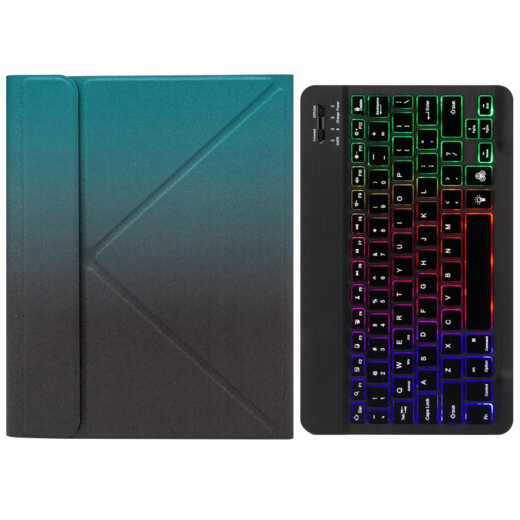 H-102S3 Tri-color Backlight Bluetooth Keyboard Leather Case with Rear Three-fold Holder