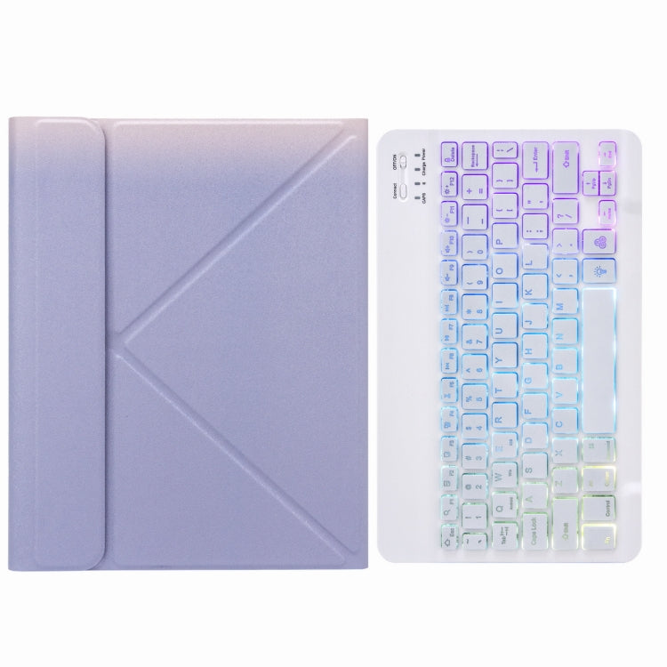 H-102S3 Tri-color Backlight Bluetooth Keyboard Leather Case with Rear Three-fold Holder