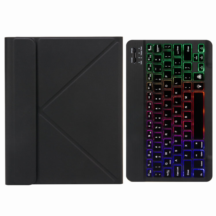 H-102S3 Tri-color Backlight Bluetooth Keyboard Leather Case with Rear Three-fold Holder