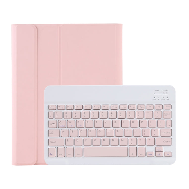 C-098B Candy Color Skin Feel Texture Bluetooth Keyboard Leather Case with Pen Holder