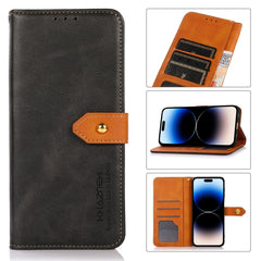 KHAZNEH Dual-color Cowhide Texture Flip Leather Phone Case, For iPhone 14 Pro Max