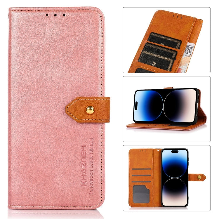 KHAZNEH Dual-color Cowhide Texture Flip Leather Phone Case, For iPhone 14 Pro Max