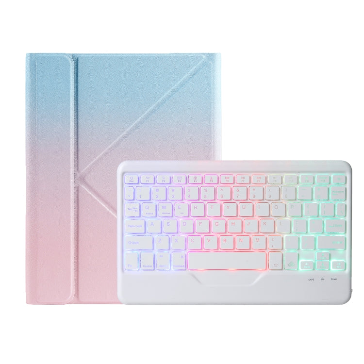 B10S Triangle Holder Three-color Backlight Bluetooth Keyboard Leather Case