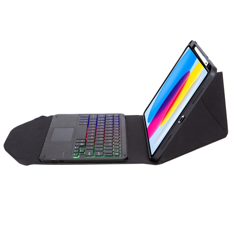 Z10B-AS Pen Slot Touchpad Backlight Bluetooth Keyboard Leather Tablet Case, For iPad 2022 / 2025