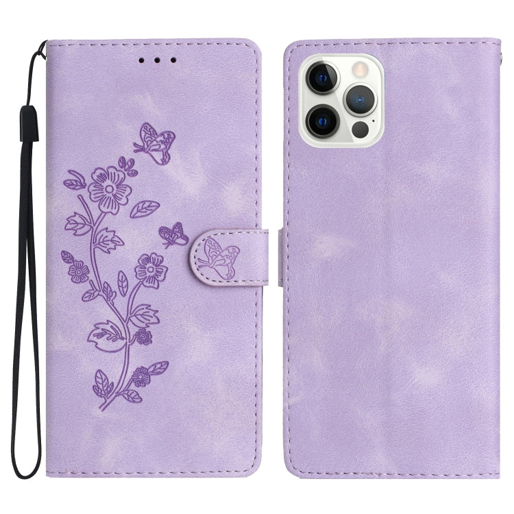 Flower Butterfly Embossing Pattern Leather Phone Case, Series 1