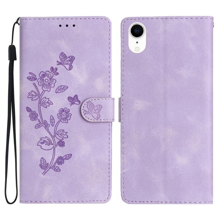 Flower Butterfly Embossing Pattern Leather Phone Case, Series 1