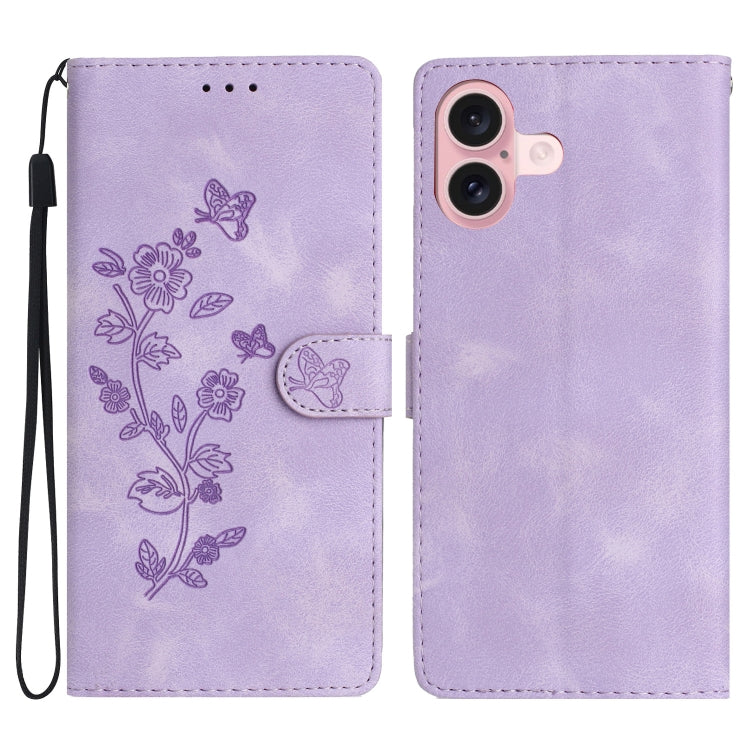 Flower Butterfly Embossing Pattern Leather Phone Case, Series 1