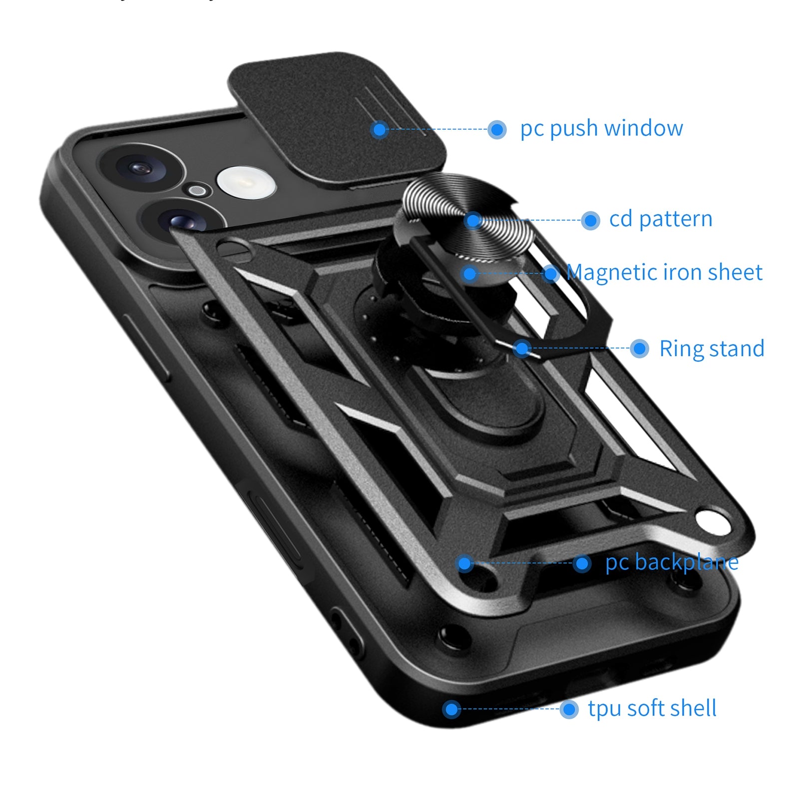 For iPhone 16 Sliding Camera Cover Design TPU+PC Phone Case