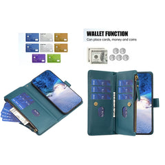 9 Card Slots Zipper Wallet Leather Flip Phone Case, Series 1