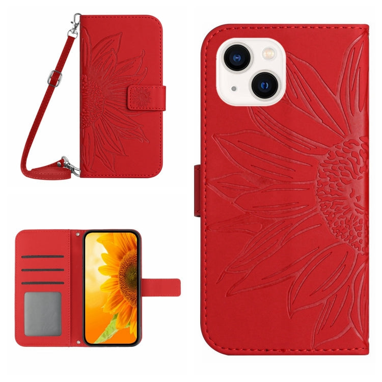 Skin Feel Sun Flower Embossed Flip Leather Phone Case with Lanyard, Series 1