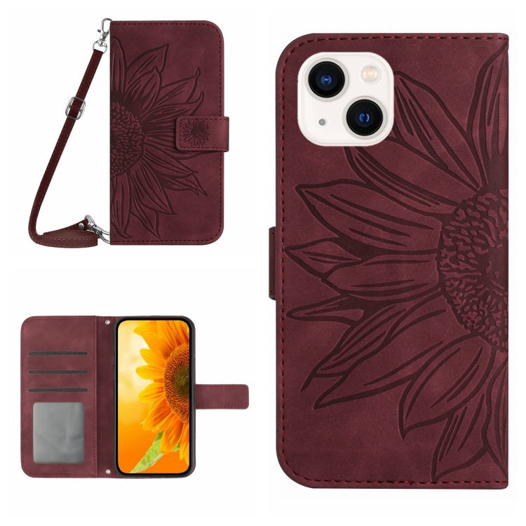 Skin Feel Sun Flower Embossed Flip Leather Phone Case with Lanyard, Series 1