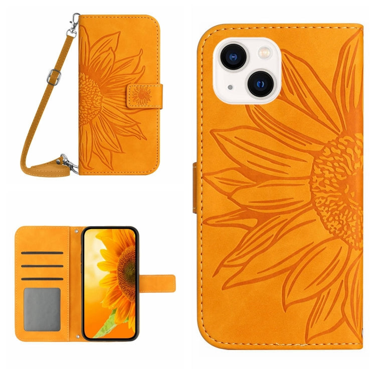 Skin Feel Sun Flower Embossed Flip Leather Phone Case with Lanyard, Series 1