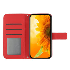 Skin Feel Sun Flower Embossed Flip Leather Phone Case with Lanyard, For iPhone 15 Pro, For iPhone 15 Plus