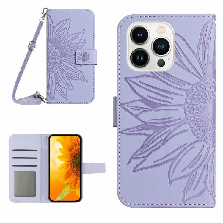 Skin Feel Sun Flower Embossed Flip Leather Phone Case with Lanyard, Series 1