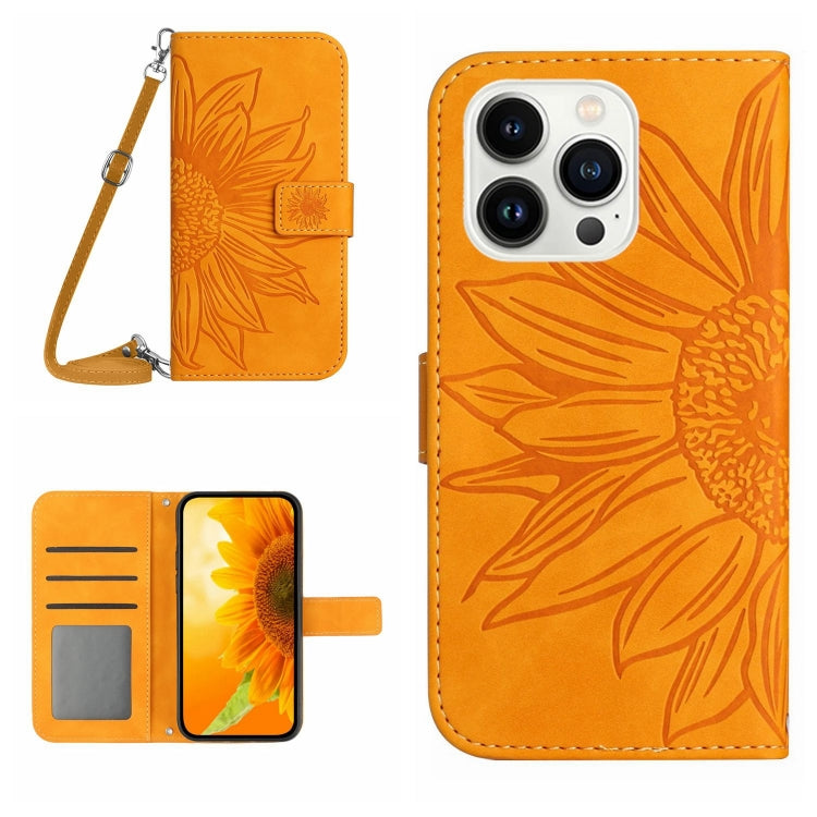 Skin Feel Sun Flower Embossed Flip Leather Phone Case with Lanyard, Series 1