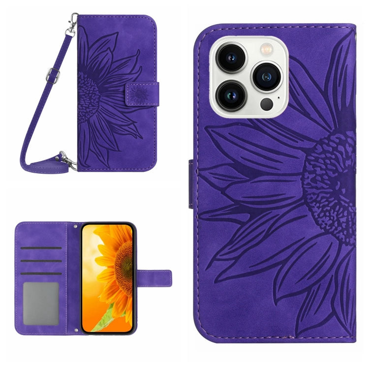 Skin Feel Sun Flower Embossed Flip Leather Phone Case with Lanyard, Series 1