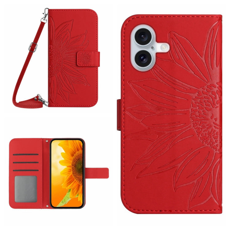 Skin Feel Sun Flower Embossed Flip Leather Phone Case with Lanyard, Series 1