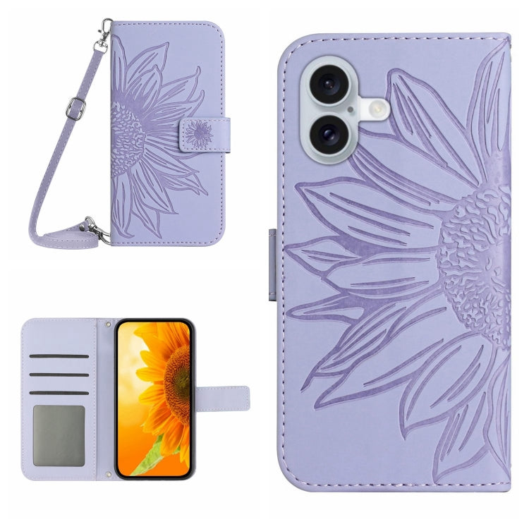 Skin Feel Sun Flower Embossed Flip Leather Phone Case with Lanyard, Series 1