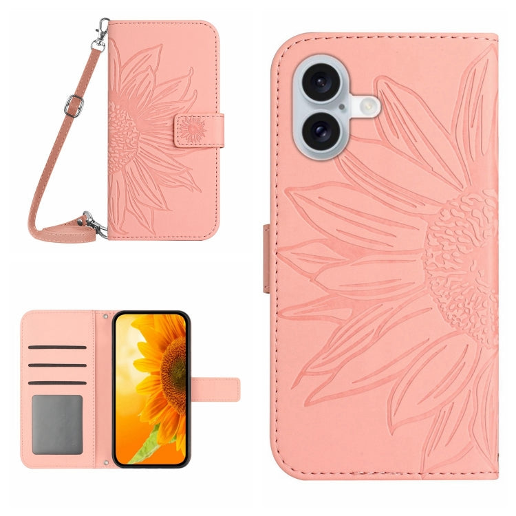 Skin Feel Sun Flower Embossed Flip Leather Phone Case with Lanyard, Series 1