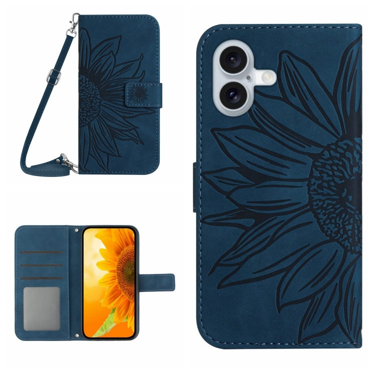 Skin Feel Sun Flower Embossed Flip Leather Phone Case with Lanyard, Series 1