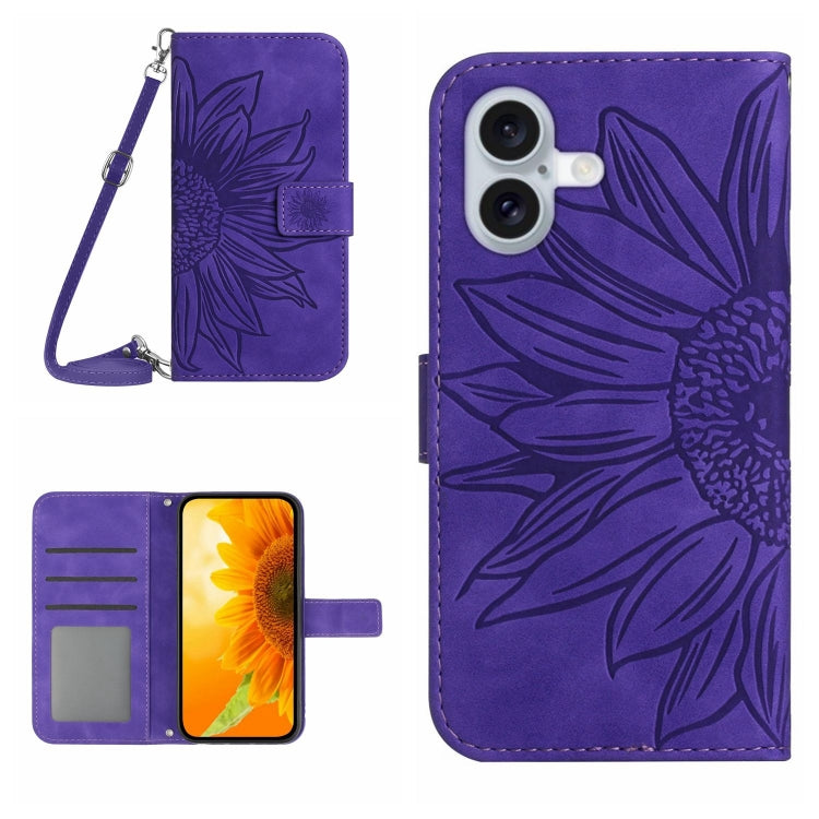 Skin Feel Sun Flower Embossed Flip Leather Phone Case with Lanyard, Series 1