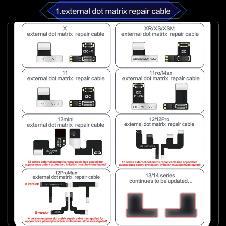 i2C MC14 Dot Matrix Repair Instrument for iPhone X to 14Pro Max / iPad Pro 3 / 4 Series