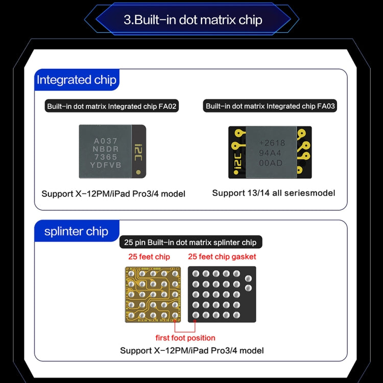 i2C MC14 Dot Matrix Repair Instrument for iPhone X to 14Pro Max / iPad Pro 3 / 4 Series