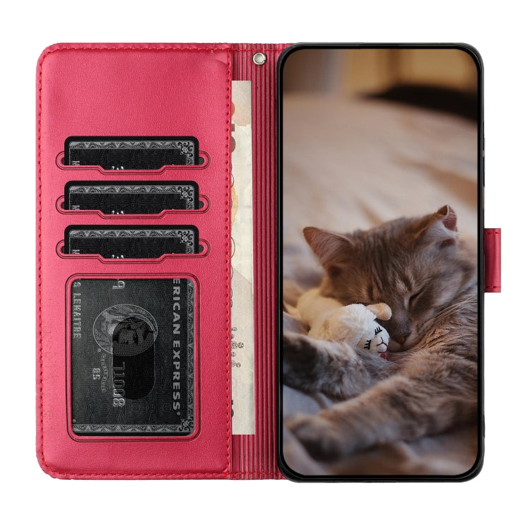 Cat Embossing Pattern Leather Phone Case with Lanyard, Series 1