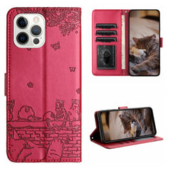 Cat Embossing Pattern Leather Phone Case with Lanyard, Series 1