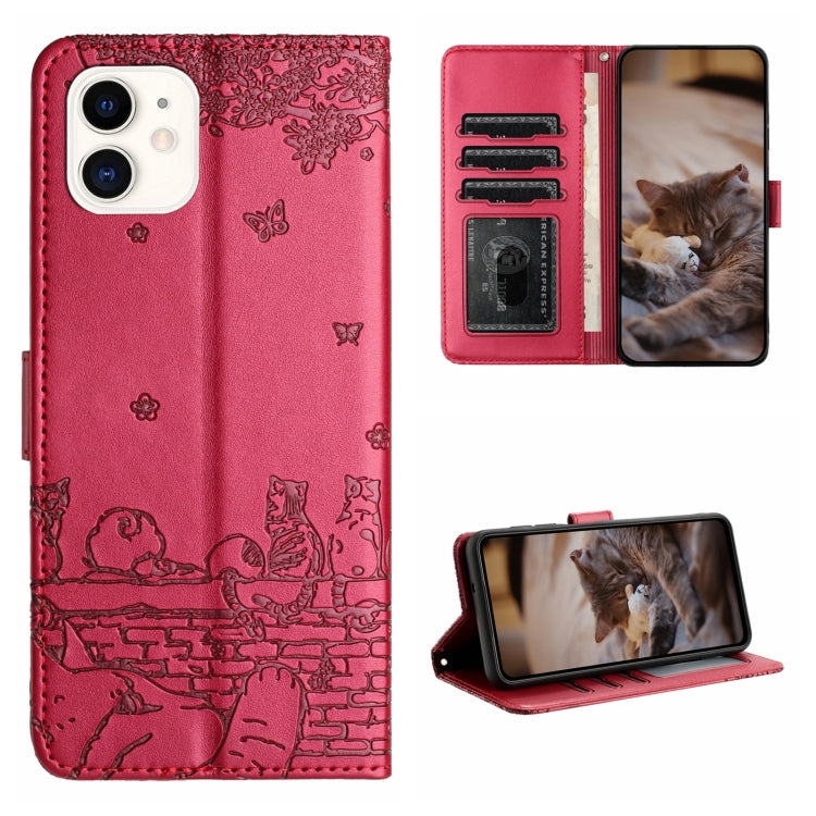 Cat Embossing Pattern Leather Phone Case with Lanyard, Series 1