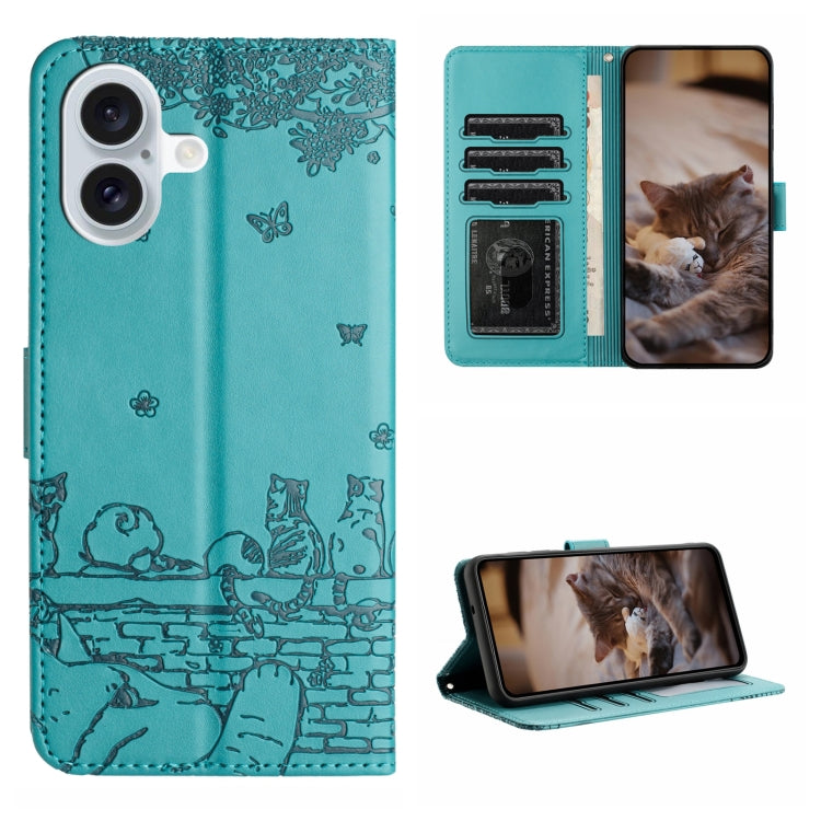 Cat Embossing Pattern Leather Phone Case with Lanyard, Series 1