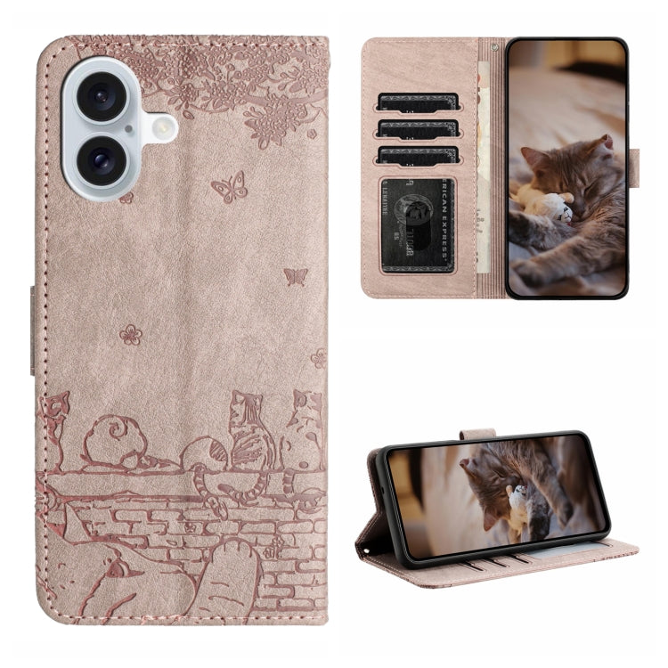 Cat Embossing Pattern Leather Phone Case with Lanyard, Series 1