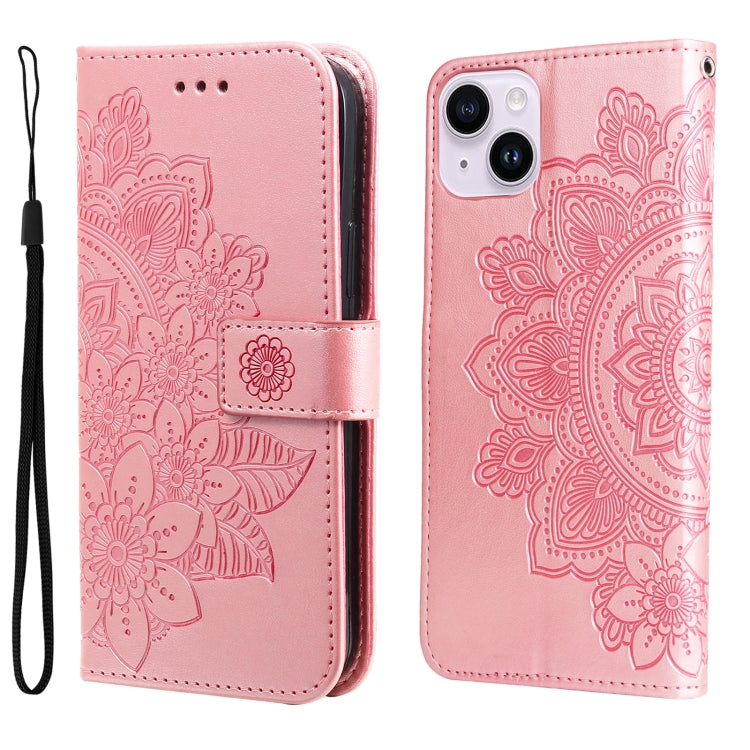 7-petal Flowers Embossing Leather Phone Case, Series 1