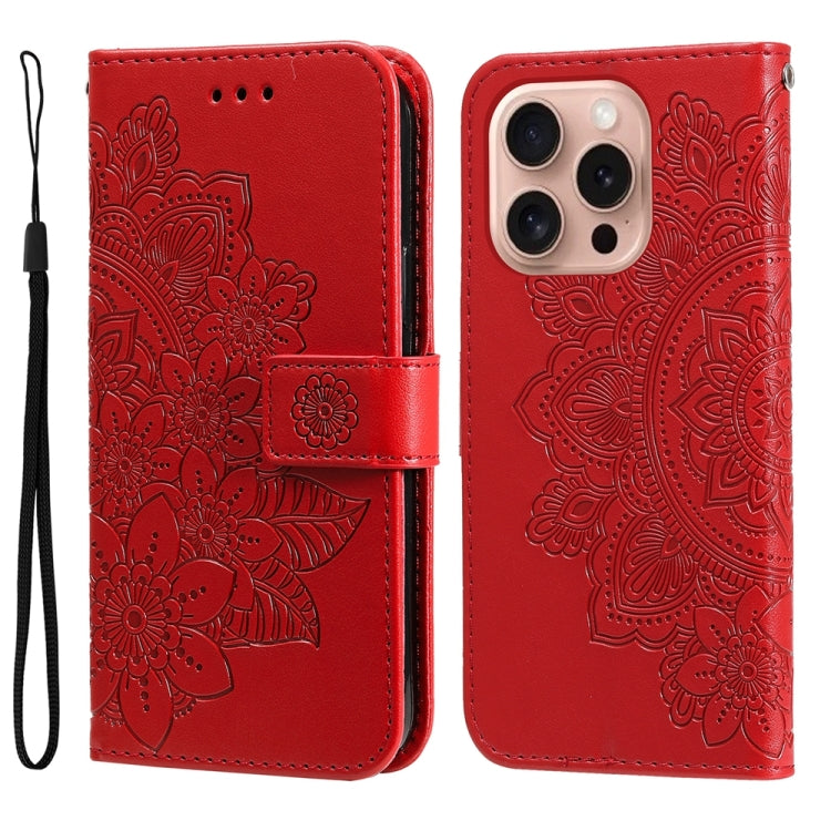 7-petal Flowers Embossing Leather Phone Case, Series 1