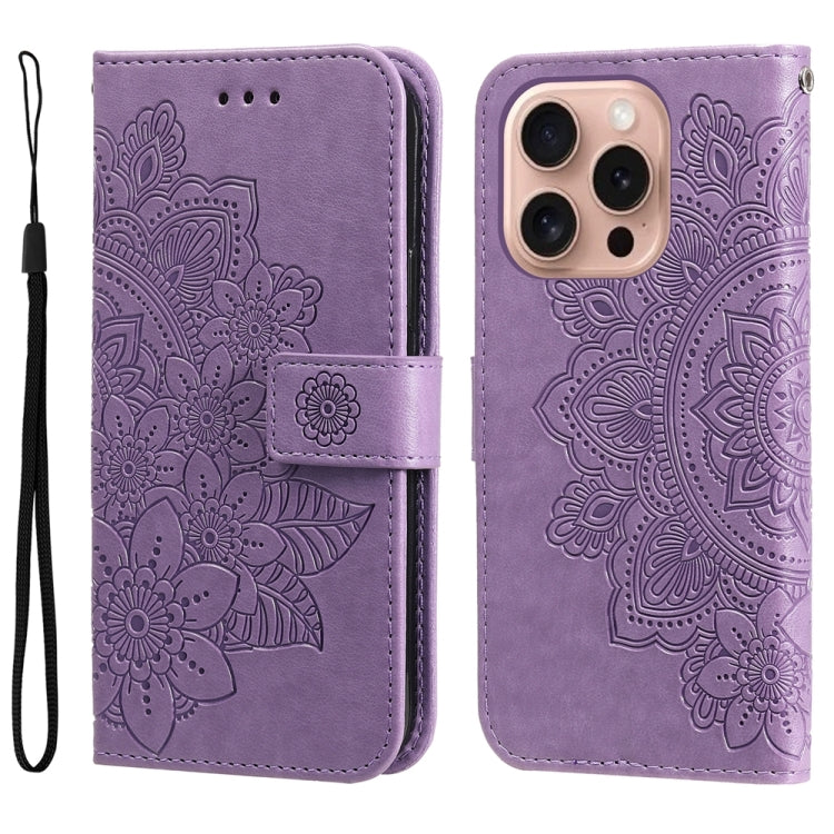 7-petal Flowers Embossing Leather Phone Case, Series 1