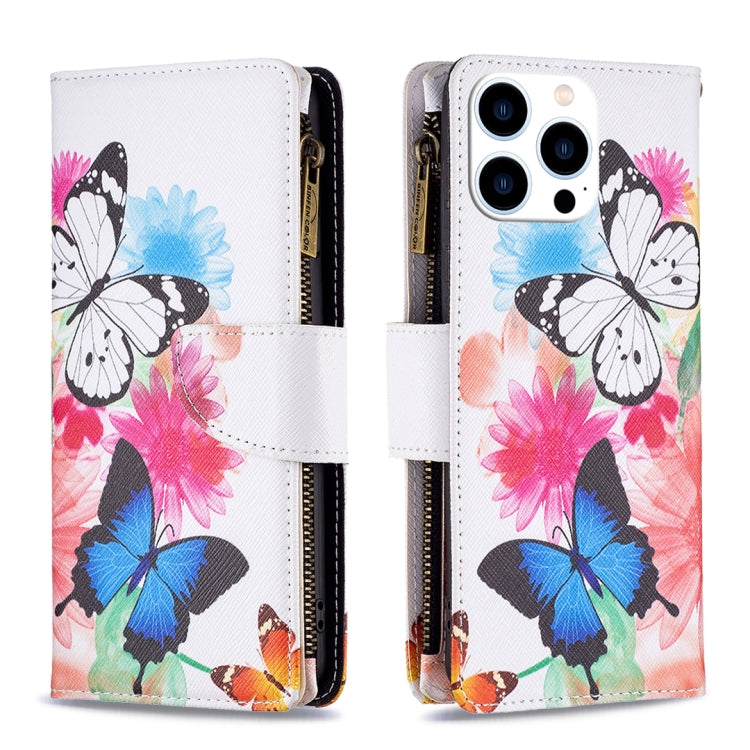 Colored Drawing Pattern Zipper Phone Leather Case, Series 1