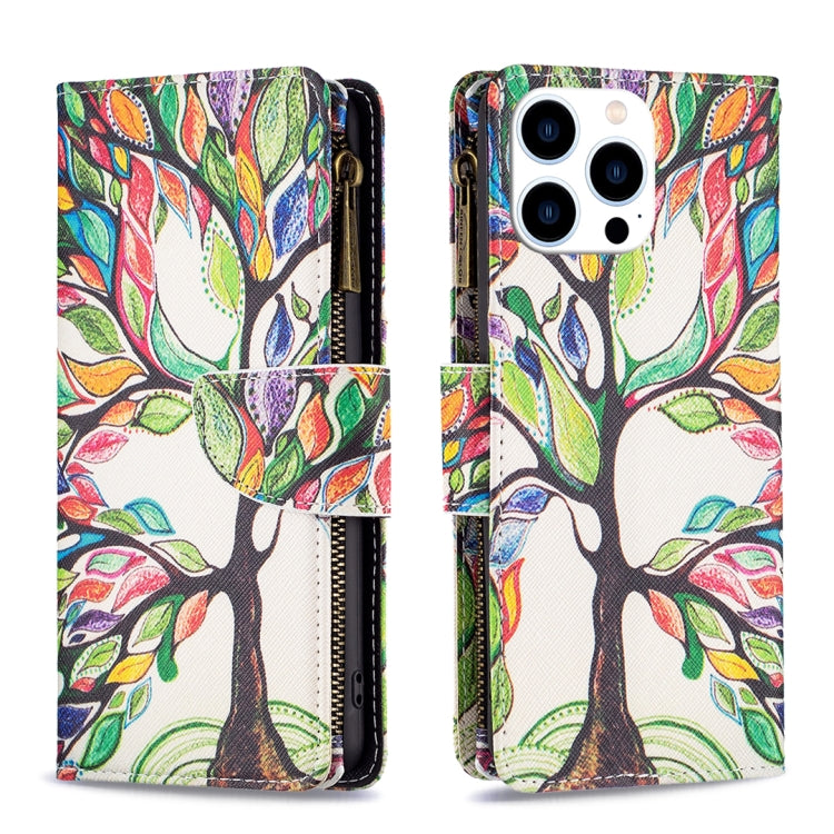 Colored Drawing Pattern Zipper Phone Leather Case, Series 1