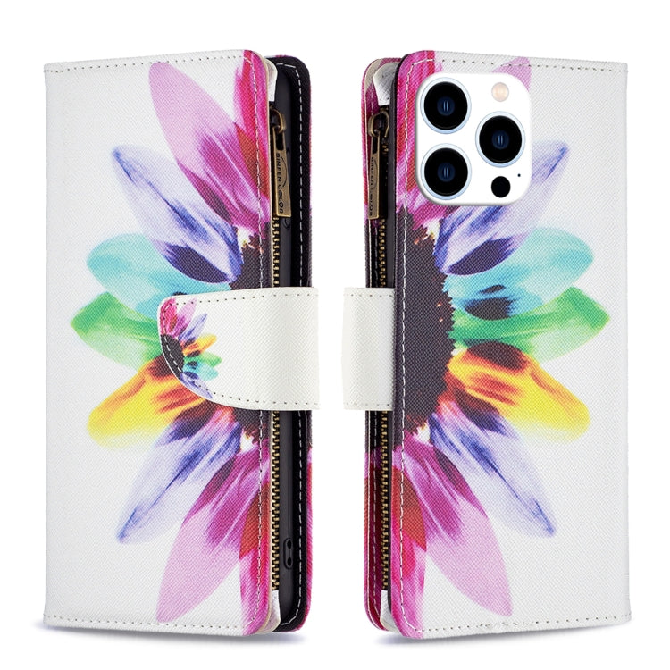 Colored Drawing Pattern Zipper Phone Leather Case, Series 1