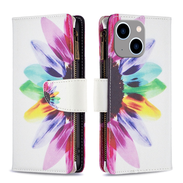 Colored Drawing Pattern Zipper Phone Leather Case, Series 1