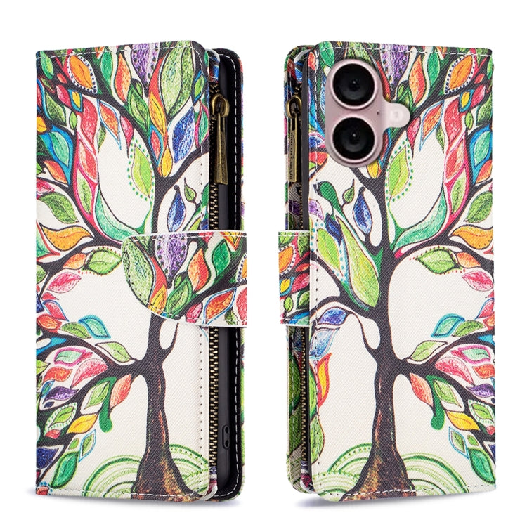 Colored Drawing Pattern Zipper Phone Leather Case, Series 1