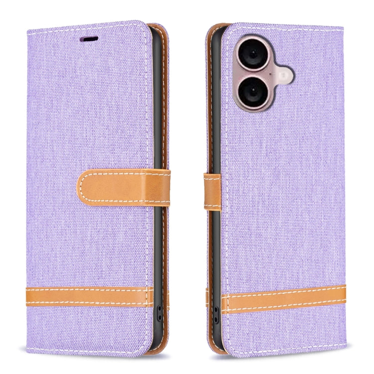 Color Block Denim Texture Leather Phone Case, Series 1